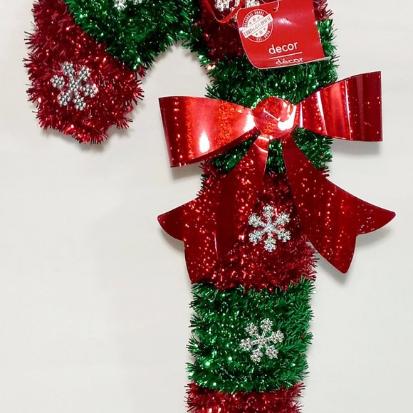 Christmas House Decor Christmas Candy Cane Wreath Hanger Tinsel Wall Hanging Dec - Picture 2 of 8